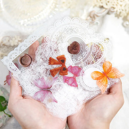 20pieces/pack Pet Sample Data Lace Back Garden Base Notebook Material Decoration Collage Message Diy 6Models