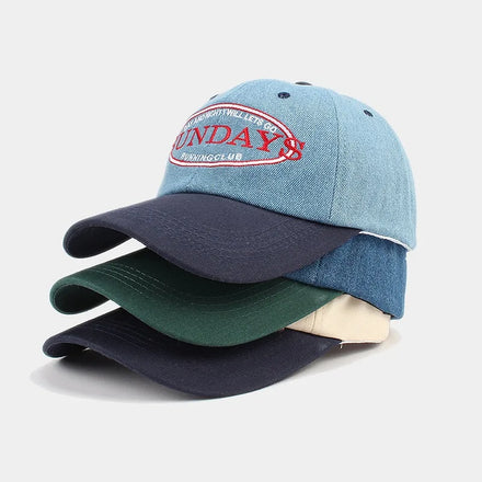 New Vintage Curved 6 Panels Dad Hat New York Patch Embroidery Letter Logo Unisex Two Tone Denim Baseball Cap Sport Cap