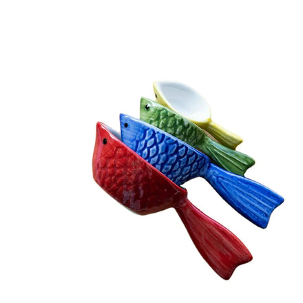 Sweet Ceramic Little Fishy Nesting Measuring Spoon Set of 4 Hand Painted Stacking Embossed Fish Spoons Perfect for Fish Lovers