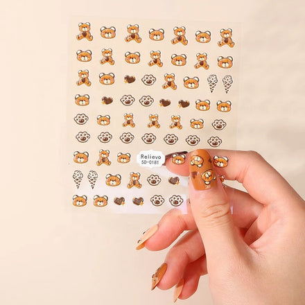 5D Flower Embossed Nail Art Sticker Transparent PET Material for Nail Decoration