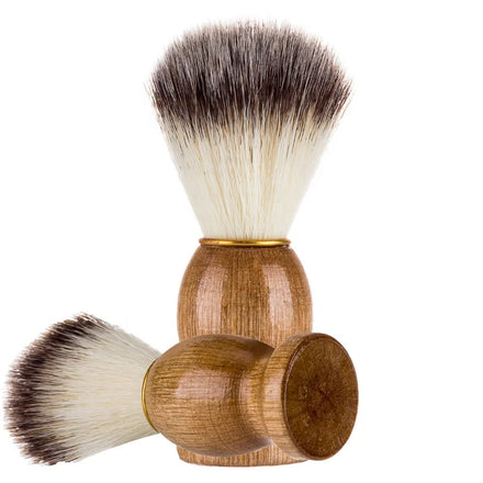 Custom Logo Wholesale Facial Cleansing Shaving Tools Hair Salon Nylon Hair Bristle Wood Handle Beard Brush Shaving Brush