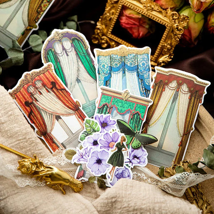 12Pieces/Pack Stickers Window Sill Series Border Base Retro Material Collage Idy Journal Decoration 4 Models