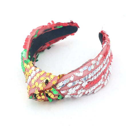 Dream Fashion Designer Christmas Crystal Luxury Pearl Padded Headbands for Women Top Knotted Pearl Sequin Hair Bands