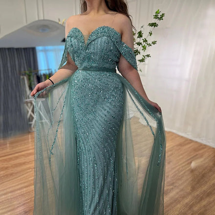 Turquoise Sweetheart Off Shoulder Evening Dresses with Split Serene Hill LA71728 Overskirt Party Gowns for Women Rts