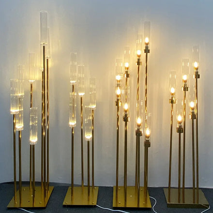 8 Heads Backgammon Plum Blossom Pipes Lead Lights Wedding Party Golden Stage Window Decoration T Stage Ornaments
