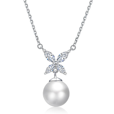 Fine Jewelry Necklaces Fashion Simple Dainty Marquise Cut Zircon 925 Sterling Silver Women's Pearl Pendant Necklace