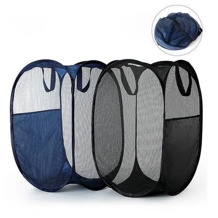 Best Easy Foldable Strong Mesh Pop-up Laundry Hamper Collapsible Laundry Basket with Bottom High Carbon Steel Frame Organizer