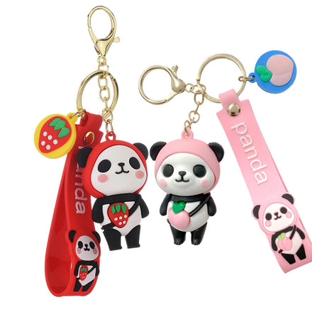 Wholesale Cute Panda Carabiner Keychain Soft 3D PVC Rubber Design Eco-Friendly Lucky Gift for RTS China