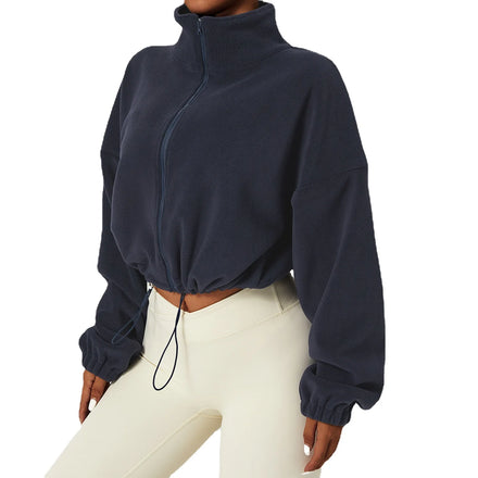 Outdoor Lamb Fleece Sport Coat Women Stand Collar Loose and Fleece Warm Casual Auger Fleece Coat