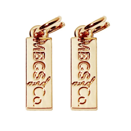 Waterproof Rectangle Letter Gold Pendant Jewelry Fitting Zinc Alloy logo Charms Accessory for Keyrings