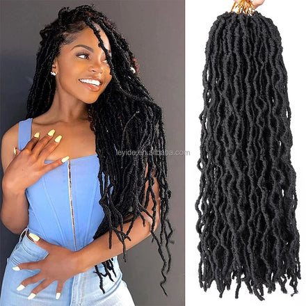 24 Inch Soft Locs Crochet Hair Faux Locs Pre-looped Soft Goddess Locs Curly Wavy Crochet Braids Hair for Black Women