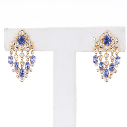 Starsgem Custom Luxury Jewelry 22K Yellow Gold With Moissanite and Sapphire Drop Earrings