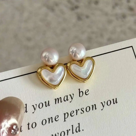 Freshwater Pearl Bread Shape Stud Earrings 6-7MM Gold Plated AAAA Grade Cute Inlaid with Exquisite Love Perfect Gift for Girls