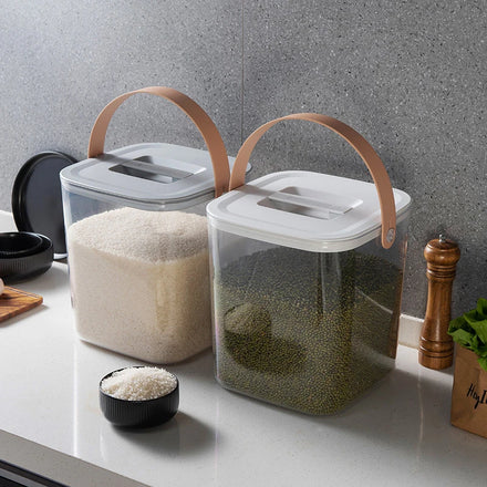 12 KG PET Transparent Modern Design Large Capacity Grain Container Storage Lid Handle Household Cereal Bucket Kitchen Soybean