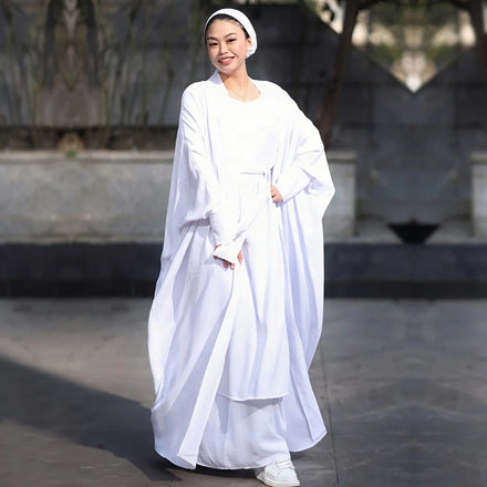 Loriya Islamic Clothing Fashion Abaya Designs 2pcs Abaya Modest Set Womens Dresses Inner Dress and Open Crepe Abaya