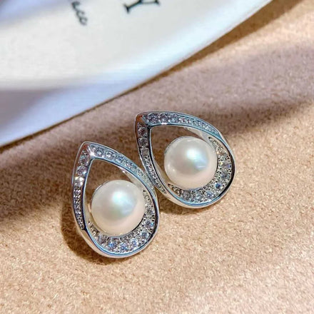 New Zircon Water Drop Earnail Silver Ear Needle Anti Allergy Super Color Preserving Natural Freshwater Pearl Earrings Jewelry
