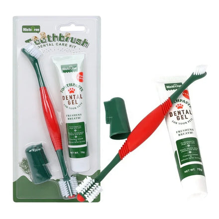 Factory Wholesale Blister Card Packaging 3 in 1 Pet Dental Care Cat Dog Toothbrush Set