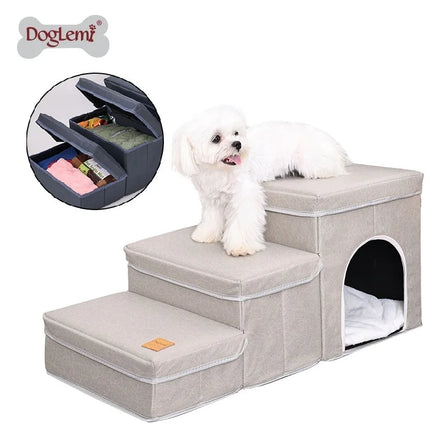 Luxury Reversible Dog Stairs High-Bearing Capacity Breathable Leather Mat with Comfortable Print for Pet Application
