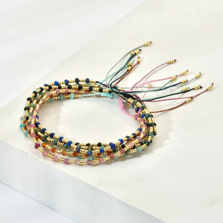 Small Jade Beads Charm Adjustable Bracelet Men's Handmade String Bohemian Geometric New Design Jewelry