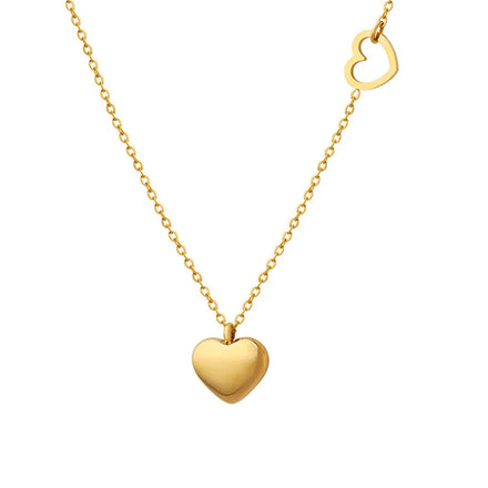 SP INS New Cute Fashion Hollow Heart Chain Stainless Steel 18K Gold Plated Heart Pendant Necklace