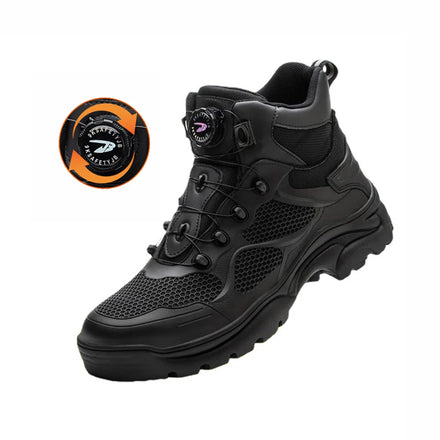 Spin Button Anti-slip Puncture-Proof Men's Safety Shoes Steel Toe Cap Breathable Men's Security Shoes for Work
