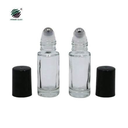Hongmo Rollon 5ml Perfume Oil Luxury Perfume Bottle Glass Roll on Bottles Stainless Steel Roller Ball