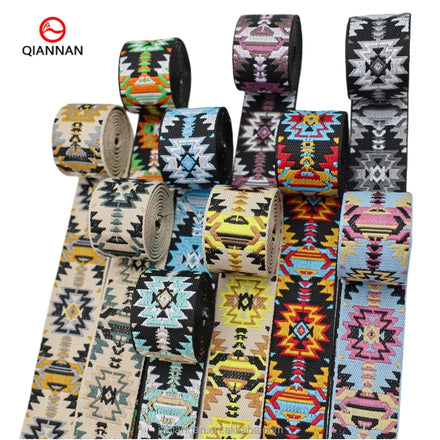 Factory Supply High Tenacity 50mm Wide 100% Polyester National Style Jacquard Webbing for Bags Shoes Garments & Home Textiles
