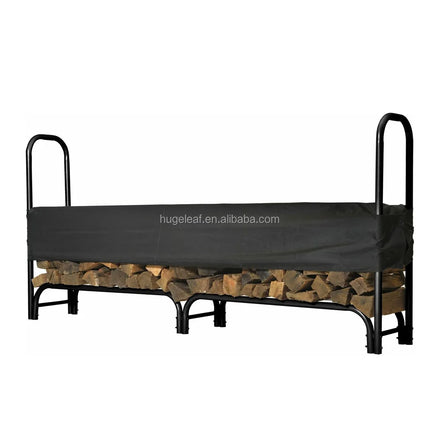 8 Feet Heavy Duty Outdoor Adjustable Steel Firewood Storage Rack with Cover