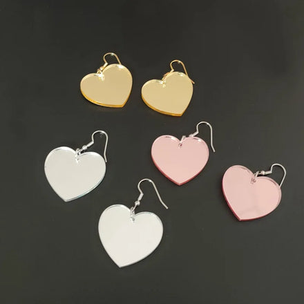 Western Hot Selling Factory Price Sweet Girl Dating Heart Jewelry Mirror love Acrylic Earrings