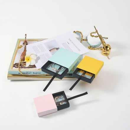 New Luxury Transparent PE Film Box Thin Suspension Frame Sliding Design Multi-Purpose Floating Pouches for Nail Earrings Jewelry