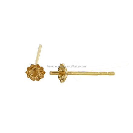 18K Solid Gold Pin DIY Jewelry Components Mountings Closure Different Sizes 8mm 13mm for Earring Making Hammer Jewelry