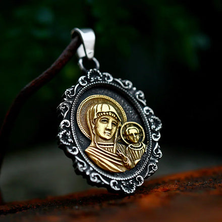 SS8-883P Steel Soldier Religious Jesus Mother Stainless Steel Our Lady Virgin Mary Jewelry Man or Woman Pendant