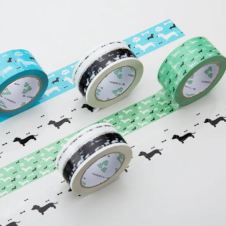 Cute Dachshund Dog Pattern Reinforced Waterproof BOPP Packing Tape 3 Colors Available Heavy Duty Warning Shipping Storage