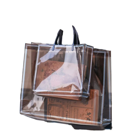 Women's Transparent PVC Tote Bag Waterproof Casual Portable Shoulder Handbag Custom Letter Reusable Shopping Bag for Clothing
