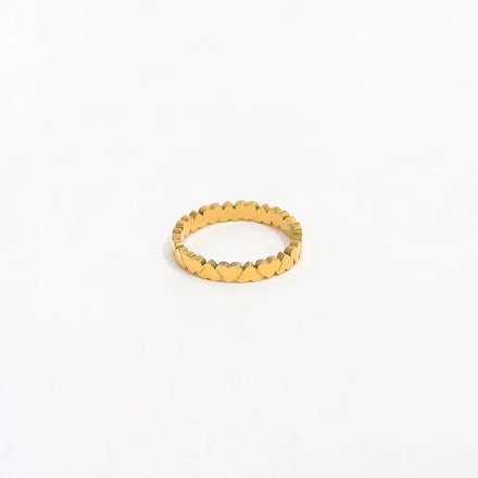 Fenny18K Gold Plated Tarnish Free Romantic Fashion Heart Pave Ring Fast Delivary Stainless Steel Wholesale Jewelry