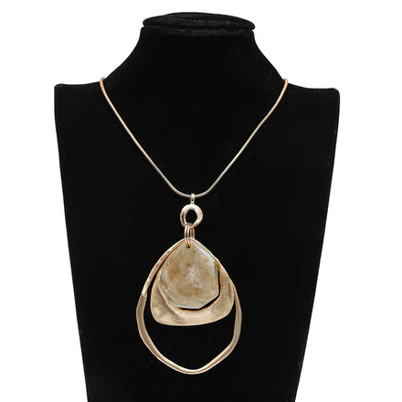TongLing Luxury Gold Plated Necklace Brushed Surface Geometric Resin Sweater Necklace for Women Girls Gift