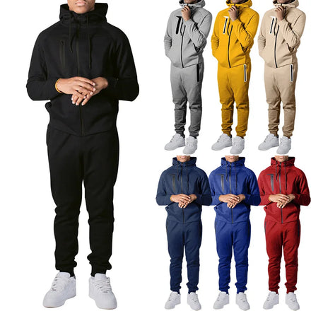 Custom Men's Sporty Knitted Spandex/Cotton Plain Dyed Quick Dry Sportswear Gym Fitness Sets Basketball Wear Jumpsuit Jogging
