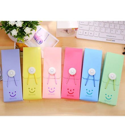 Cheap Smile PP Plastic Student Pen Pencil Case Box Custom Logo School Office Supply