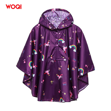 Woqi Outdoor Rain Poncho Reflective Waterproof Raincoat Camping Hiking Cycling with Hood for Men Women Adult