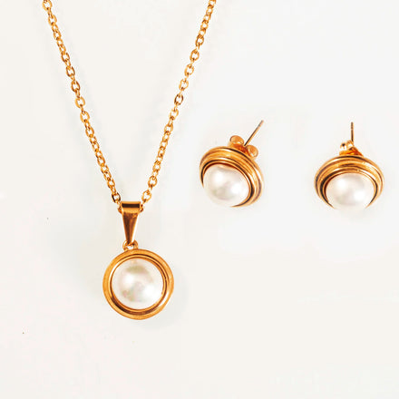 Wholesale Bride Artificial Pearl Necklace and Earring Set Fashion Jewelry Jewelry Sets Pearl Clavicle Necklace Stud Earrings