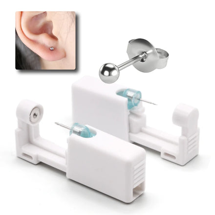 Self Ear Piercing Gun With Gold Plated Small Doudou Ball Studs Personal Ear Piercing Tool Kit Painless Ear Piercer Disposable