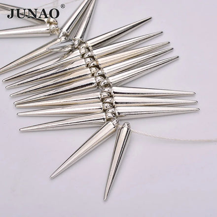 JUNAO 5*35mm Gold Punk Rivets 1000pcs Big Studs Spikes With Hole Plastic Spike Rivets for Jewelry Clothing