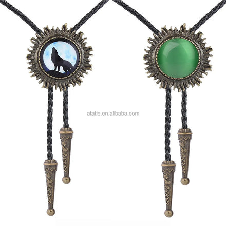Cross-border Supply of Sun Tattoo Jewel Bolo Tie Neckline Pendant American Western Cowboy Poirot Tie