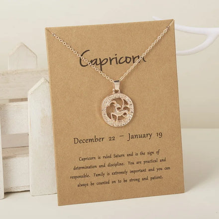 Rose Gold 12 Zodiac Star Sign Capricorn Aquarius Pisces Aries Taurus Gemini Cancer Leo Virgo Libra Scorpio Sagittarius Necklaces