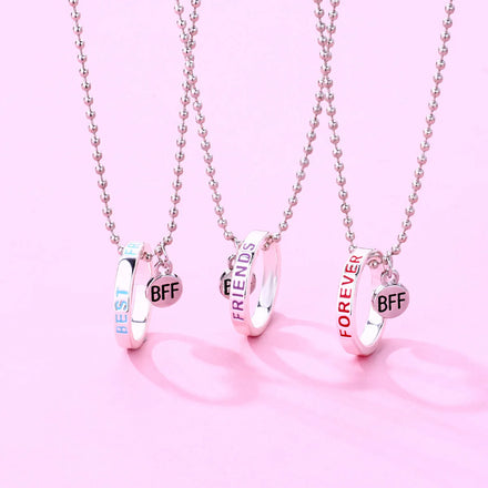 3Pcs/Set Best Friend Forever Necklace Set Female Boho Ring Pendant Bff Friendship Choker Fashion Necklace Jewelry Gift