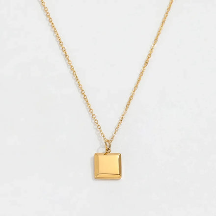 Fenny 18K PVD Plated Permanent Minimalist Square Block Pendant Necklace for Women Stainless Steel Jewelry Wholesale