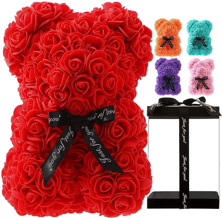 Valentine's Day 25Cm Artificial Flowers Diy Foam Rose Bear With Luxury Gift Box for Mother Day Decoration