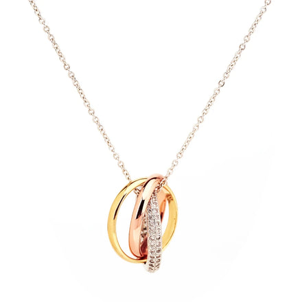 Classic 3-Color Circle Pendant Necklace  Unisex Trendy Charm Necklaces for Wedding Anniversary Fashion Jewelry for Women