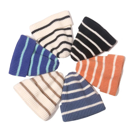 Unisex Custom Beanie Hats High Quality Jacquard Stripe Knitting Hat New Design Winter Beanie for Beach Wear