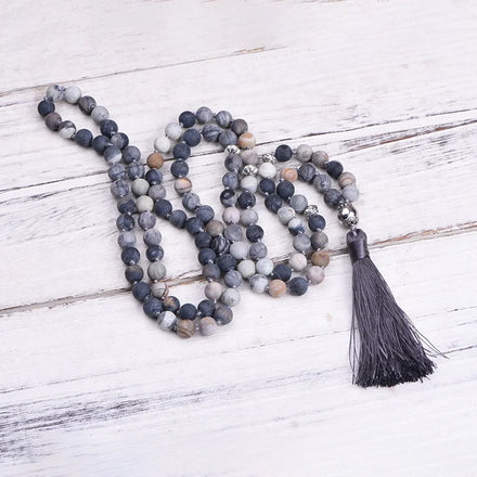 8mm 108 Mala Prayer Beads Necklace Natural Blue Turquoise Stones Natural Gemstone Mala Prayer Beads Necklace
